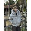 Unisex American Design Ink-Dyed Hooded Jacket with Fur Collar and Cotton Padding for 2025 Autumn/Winter.