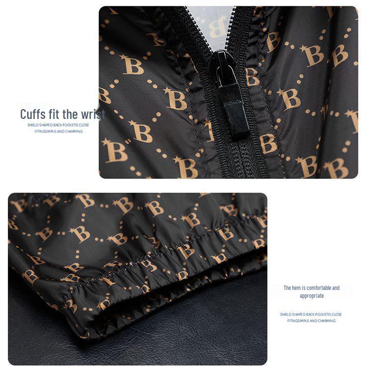 Men's 2025 Trendy Windproof Double-Layer Hooded Jacket with Letter Print