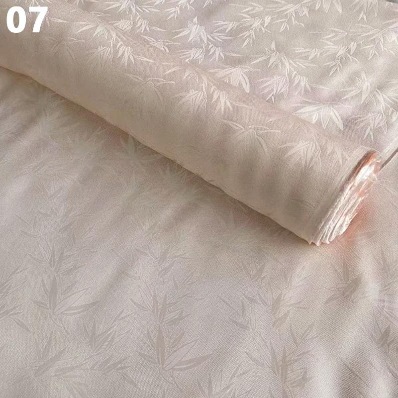 50x114cm Chinese Style Retro Luxury Mulberry Silk Fabric Bamboo Leaf Pattern FabricAncient Hanfu Costume Cheongsam Apparel