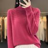 One-line Ready-to-wear Half-high Neck Hollow Cardigan for Women In Autumn and Winter New Loose and Versatile Warm Wool Knitted Base Shirt