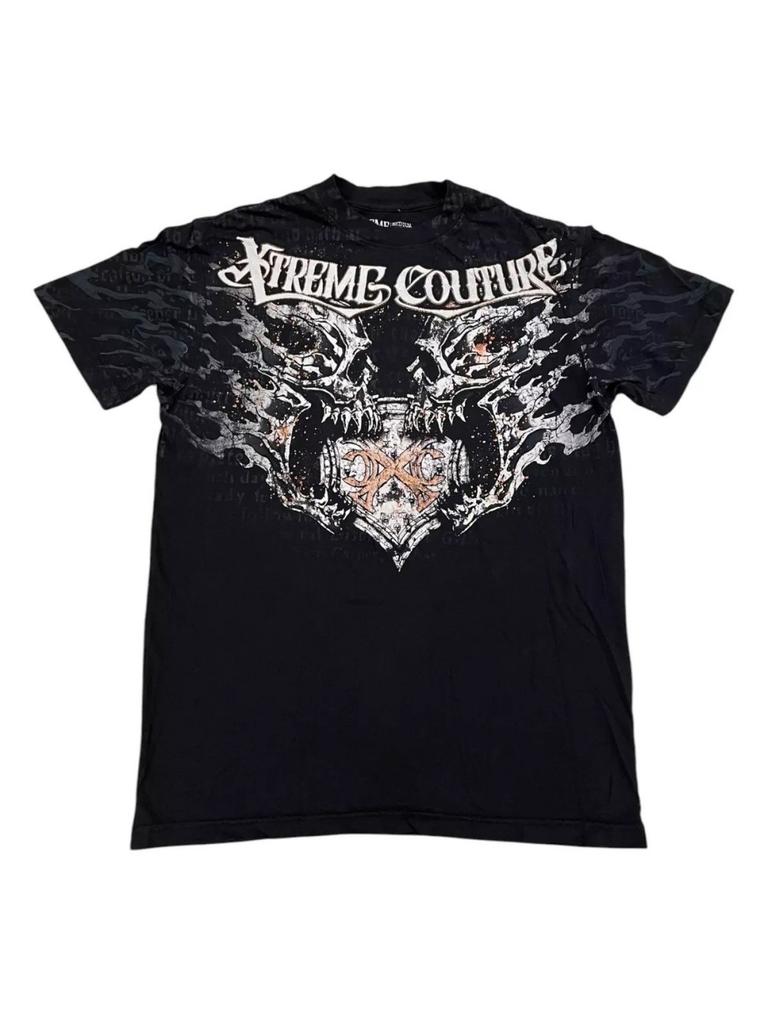 Moda estiva uomo europea e americana stampa teschio con lettere T-shirt comoda e traspirante con scollo rotondo top da esterno per strada
