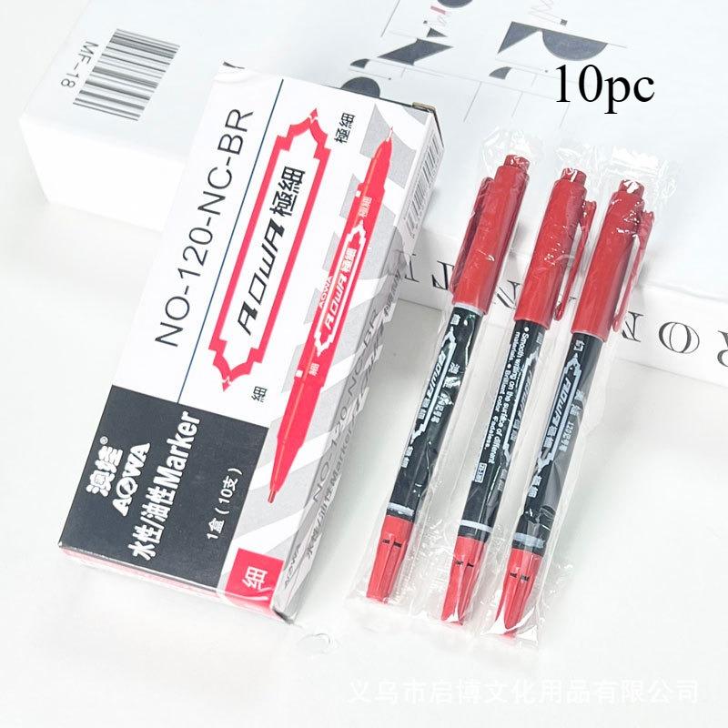10Pcs Twin Tip Permanent Marker Pen Fine Point Art Marker Pens Thin Nib Waterproof Oily Sketchbook Painting Supplies Fine Ink