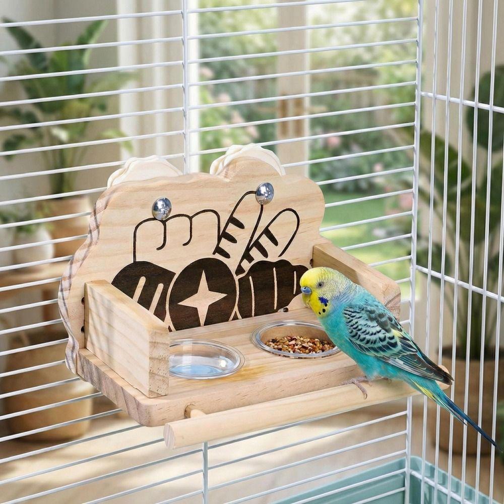 Splash Proof Bird Food Bowl Wall Mount Parrot Food Cup Stable Bird Station Stand Cage Accessories