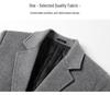 Men's Mid-Length Wool Overcoat with Cotton Padding and Suit Collar - Casual Plus Size