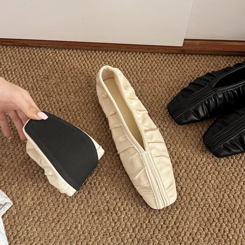 Fashion Aphixta Pleated Shallow Ballets Flats Shoes Elegant Women Korean Style Soft Sole Loafers Women Work Shoes Comfortable for Work