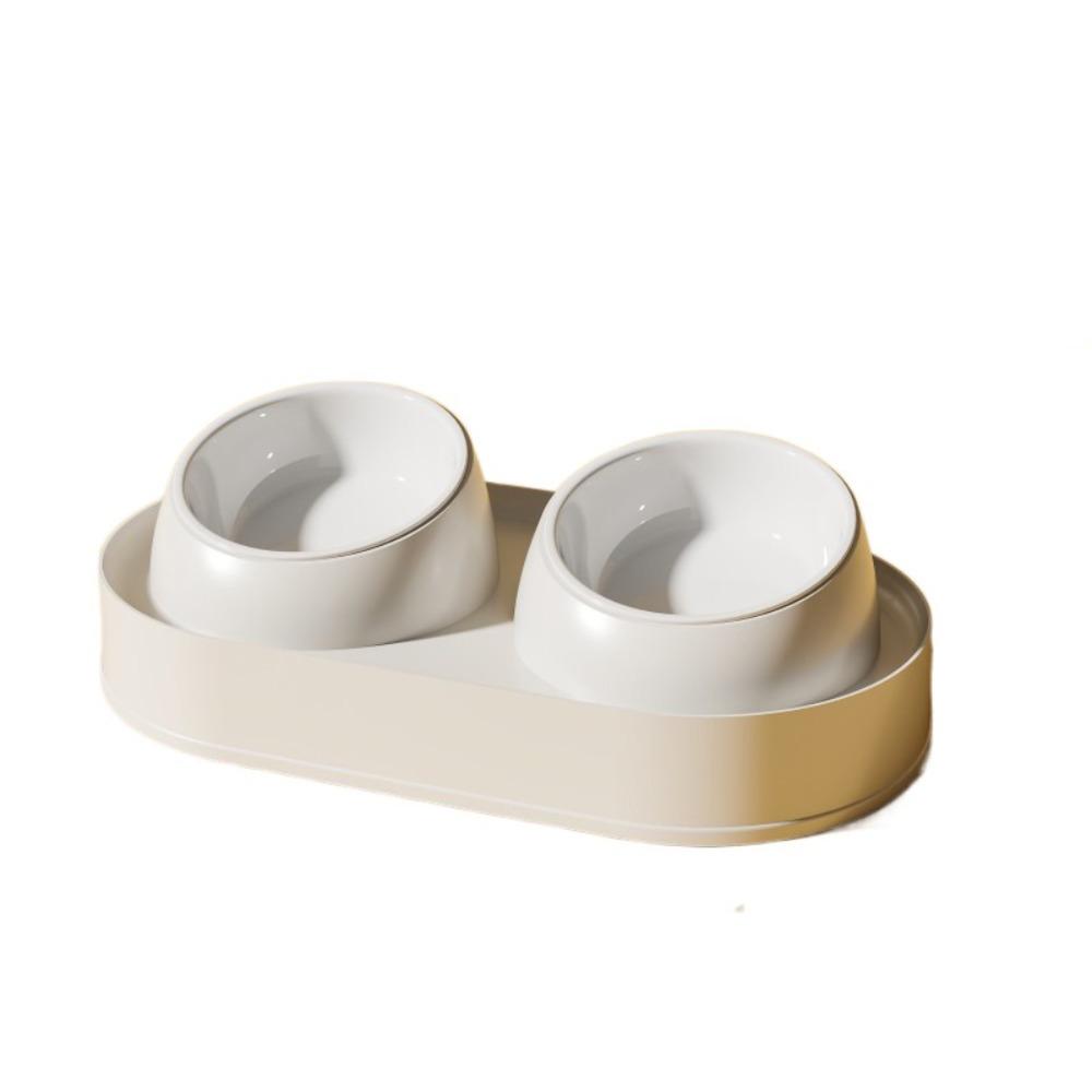 Slanted Mouth Pet Feeding Double Bowls Portable Pet Drinking Feeder Dog Food Basin  Water Container