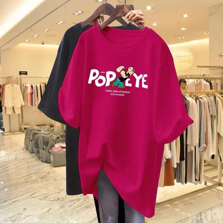 

Dark green Year of the Rabbit short-sleeved T-shirt for women s early spring 2025 new medium and long loose pure cotton textured top XXXL абрикосовий