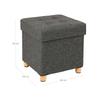 Upholstered Quilted Pouf with Storage Capacity 33L Wooden Legs