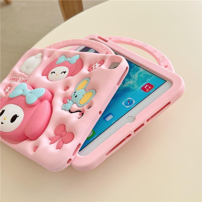 Silicone Case IPad 10 10.2 Inch With Kickstand Wrist Strap Cute Melody Cartoon Design Shockproof Anti-Scratch Soft Shell