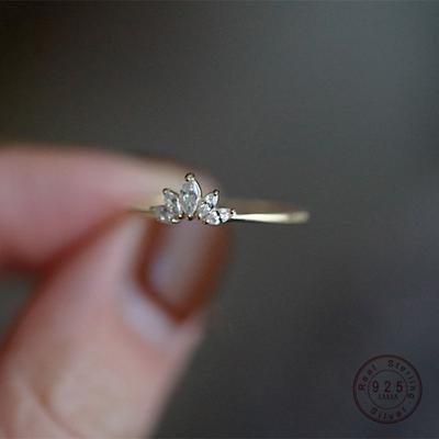 925 Sterling Silber Überzug 14K Gold Koreanische Kristall Krone Ring Frauen Mode Edler Jahrestag Schmuck