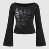 2026 Autumn/Winter Retro Street Style Y2K Printed Slim Fit Women's Tops