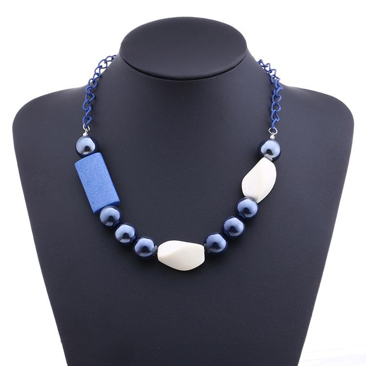 JMXD-Geometric Wood Necklace Women's Acrylic Bead Necklace New Accessories Exaggerated Jewelry