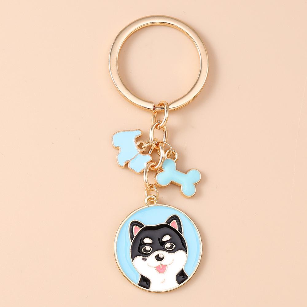 Cute Enamel Puppy Dog Keychain Cartoon Animal Key Ring Pendants for Women Girls Handbag Accessories DIY Jewelry Gifts