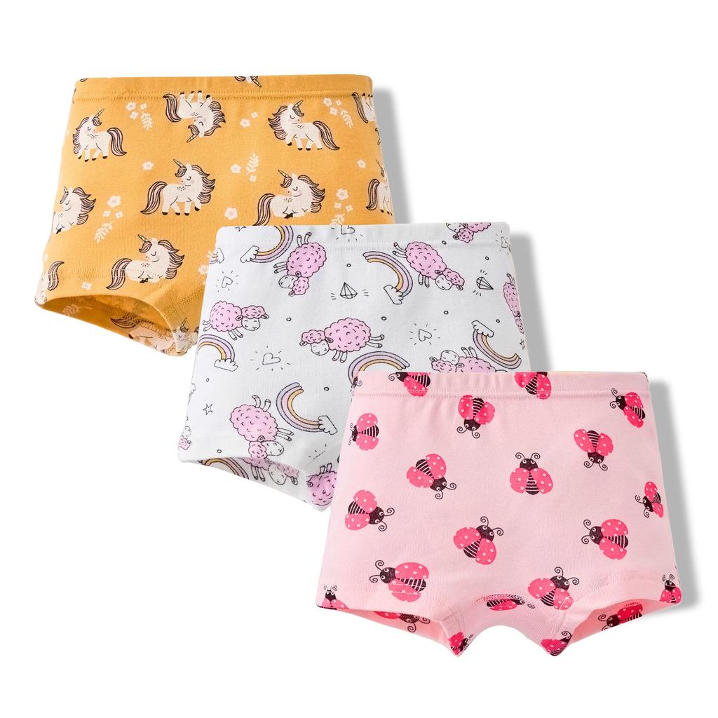 Girls' Pure Cotton Cartoon Boxer Briefs - Breathable School Shorts