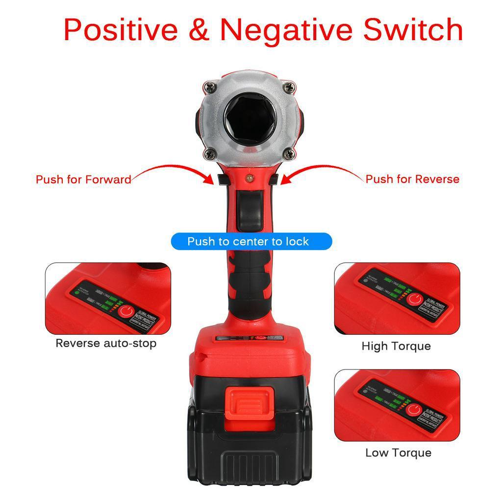 800N.M 288VF Max Brushless Impact Wrench 15000mAh Li-ion Battery Brushless Motor Electric Wrench Power Tool With Charger Sleeve+Charger
