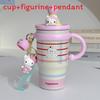 Cartoon Insulated Travel Mug With Straw And Handle For Kids And Adults