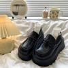 Frühlings- und Herbst-Damen-Retro-Loafer mit dicker Sohle, koreanische Mode-Schuhe, bequeme Plateauschuhe mit dicker Sohle