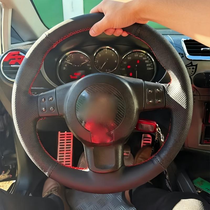 Hand Stitched Black Microfiber Leather Steering Wheel Cover For Seat Leon (Mk2) 2006-2008 Ibiza (6L) 2007 Car Accessories