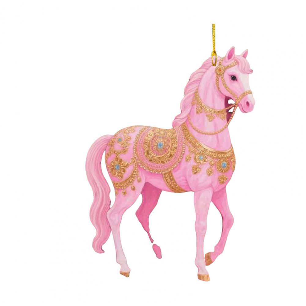 

Equestrian Christmas Decoration Horse Lover Horse Shaped Christmas Car Rearview Mirror Charm Pony Cute 2D Flat Acrylic Keychain