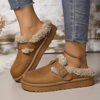 New Luxury Winter Women's Boken Shoes Plush Fashion Retro Bean Shoes Cotton Women's Platform Slippers Women Boots Tongs Femme