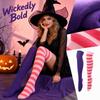 Damen Halloween Kniestrümpfe mit breiten Streifen, Colorblock-Muster für Kostümparty
