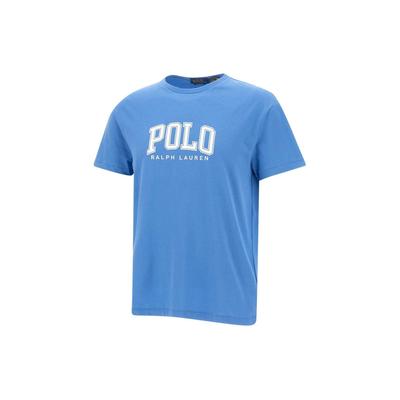 Polo Buchstaben-Print Rundhals Kurzarm T-Shirt Herren Tops Blau 710934714-005