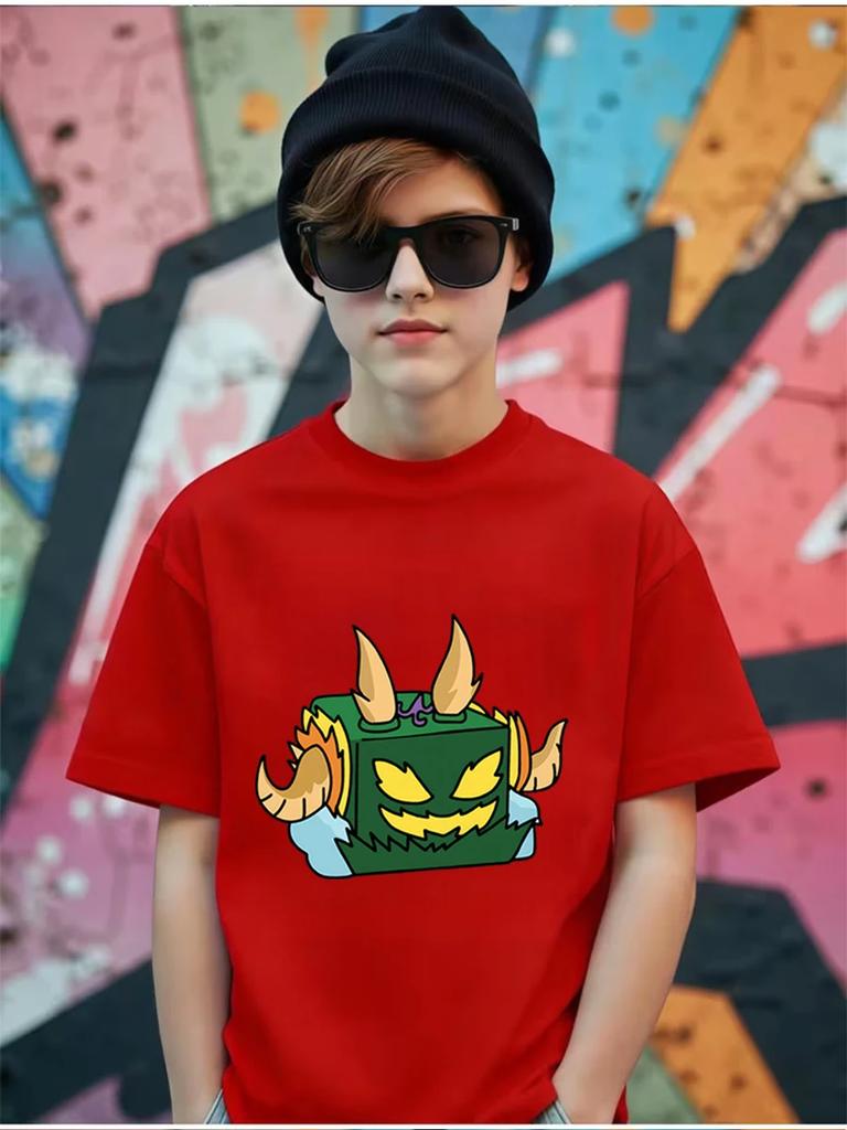 Cool Fruit Box Kids Short Sleeve T Shirt Summer Cute Cartoon Crewneck Boys Girls 3-14 Years