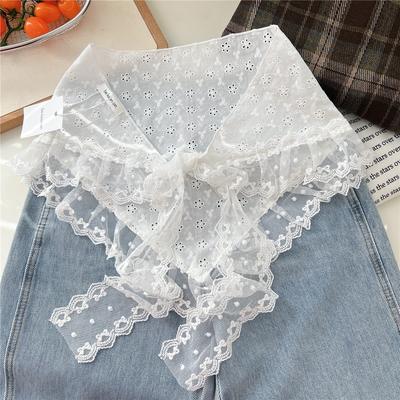 Embroidered Flower Lace Flower Hair Scarf Y2K Streetwear Chic Lace Mini Skirt Bohemian Casual Hollow Out Skirt Jeans Decoration