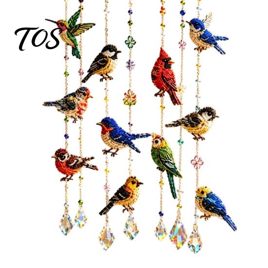 Decorative Hanging Ornaments for Home Graceful Bird Wind Chime, Stained Outdoor Sun Catcher Windchime, Colorful Yard Garden Chimes Decorations,