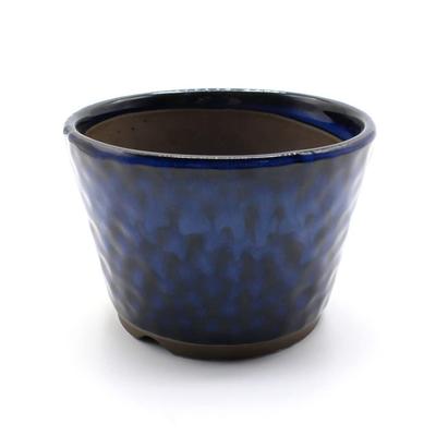 Umekichi Bonsai 3 Runde Bonsai-Seegurke, passt ungefähr für knollenartige kleine Vorräte, Nr.. Abgeschnittener Topf, klein, blau, glasiert, 9,5 cm, Keramik