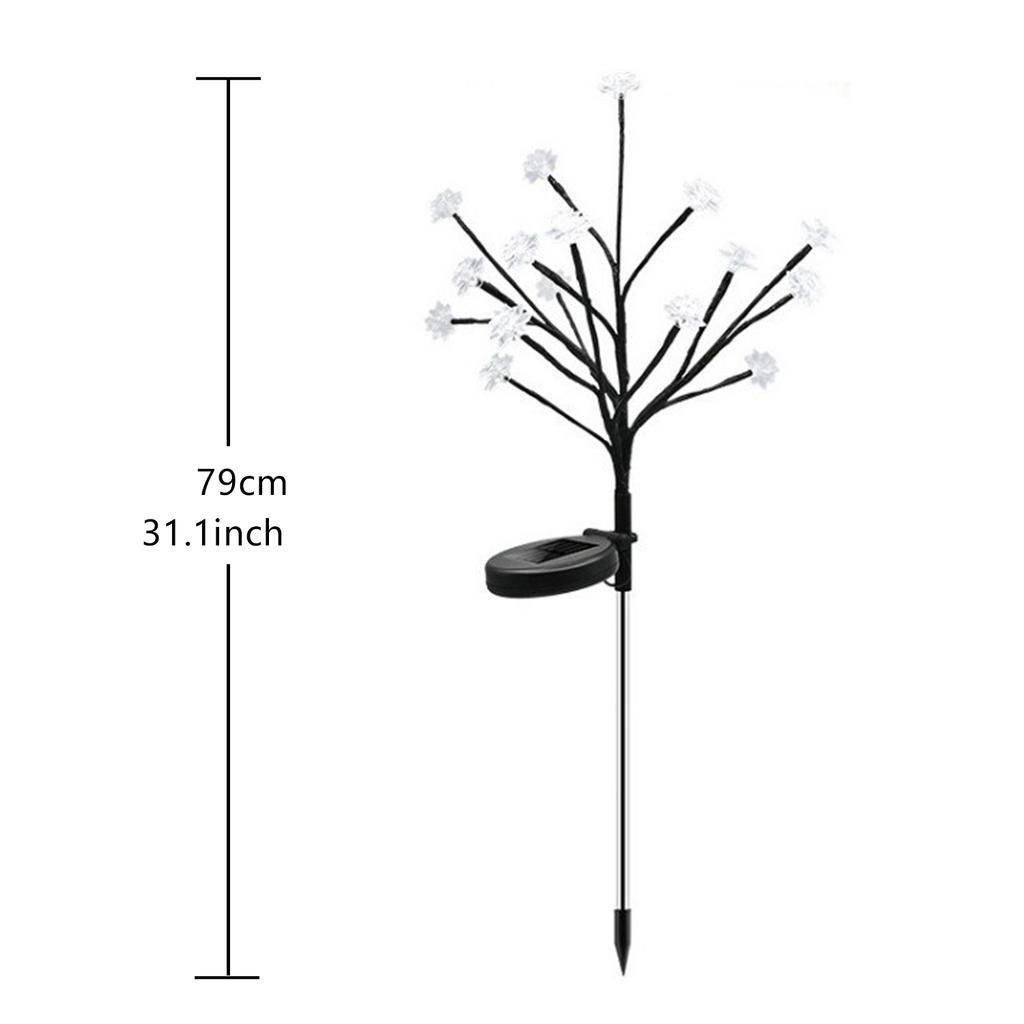 Colorful/warm light solar-powered cherry blossom branch ground light, suitable for outdoor gardens, patios, lawns, and walkways.