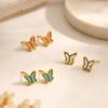 Fashionable Small Butterfly Drip Oil Stainless Steel Stud Earrings - Creative Daily Wear Jewelry