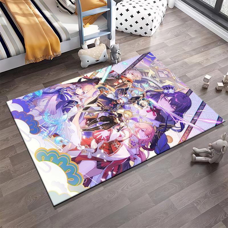 "Anime Style Carpet with Fantasy Characters and Vivid Colors Design" Suitable for use as an anti-slip for living room bedroom sofas