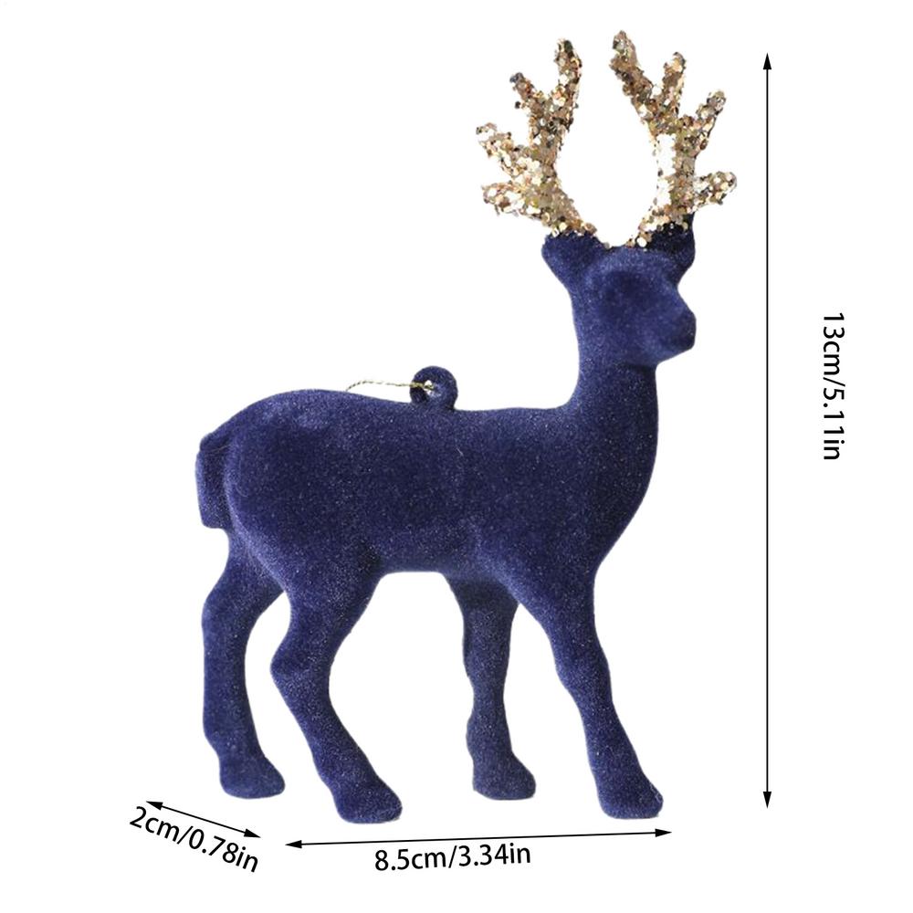 Reindeer Christmas Decor Flocking House Deer Ornaments Holiday Christmas Reindeer Statue for Desk Shelf Tabletop Centerpiece