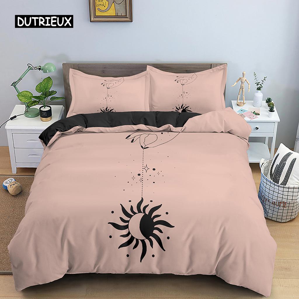 Hand Palm King Queen Duvet Cover Boho Magic Mandala Bedding Set Hand of Fatima Quilt Cover Hamsa Hand Polyester Comforter Cover