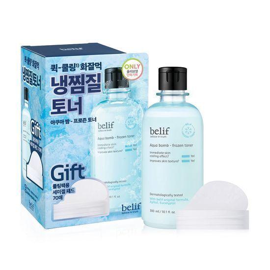 Belief Aqua Bomb Frozen Toner Drop-Drop-Drop Plan (Toner 300ml + 50ml + 140 Gel Pads)