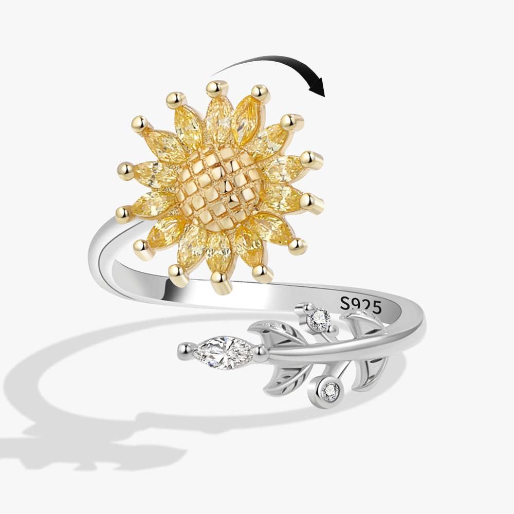 Fidget Spinner Ring Angst für Frauen Kristall Blume Auge Stern Mond Planet Ringe Drehen Anti Stress Verlobung Schmuck