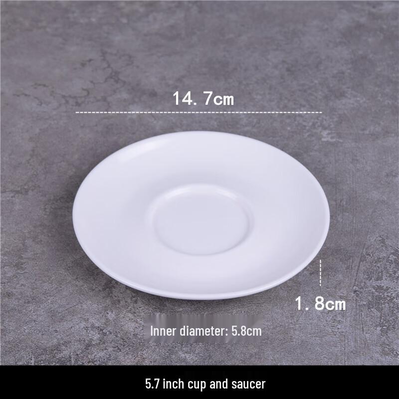 Pure White Ceramic Teacup with Saucer Set