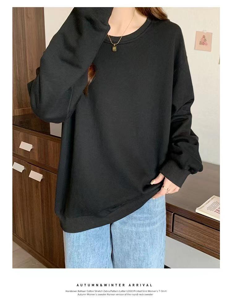 Douyin-Inspired Loose Round Neck Long Sleeve Autumn Hoodie - Korean Style Women's Fashion