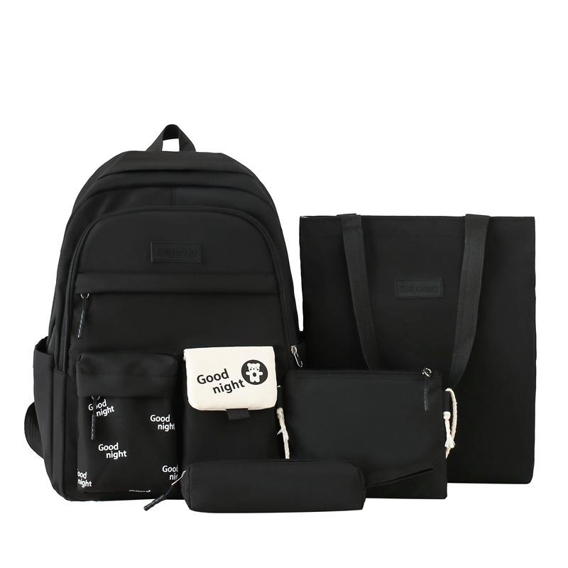 Primary and Secondary School Students' School Bag Tutoring Bag Four Piece Korean Version Small Fresh Large Capacity Backpack Student School Bag
