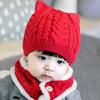Soft Warm One Piece Hat Scarf Winter Children Bonnet Hats Lovely Baby Knitted Hats  Boys Girls