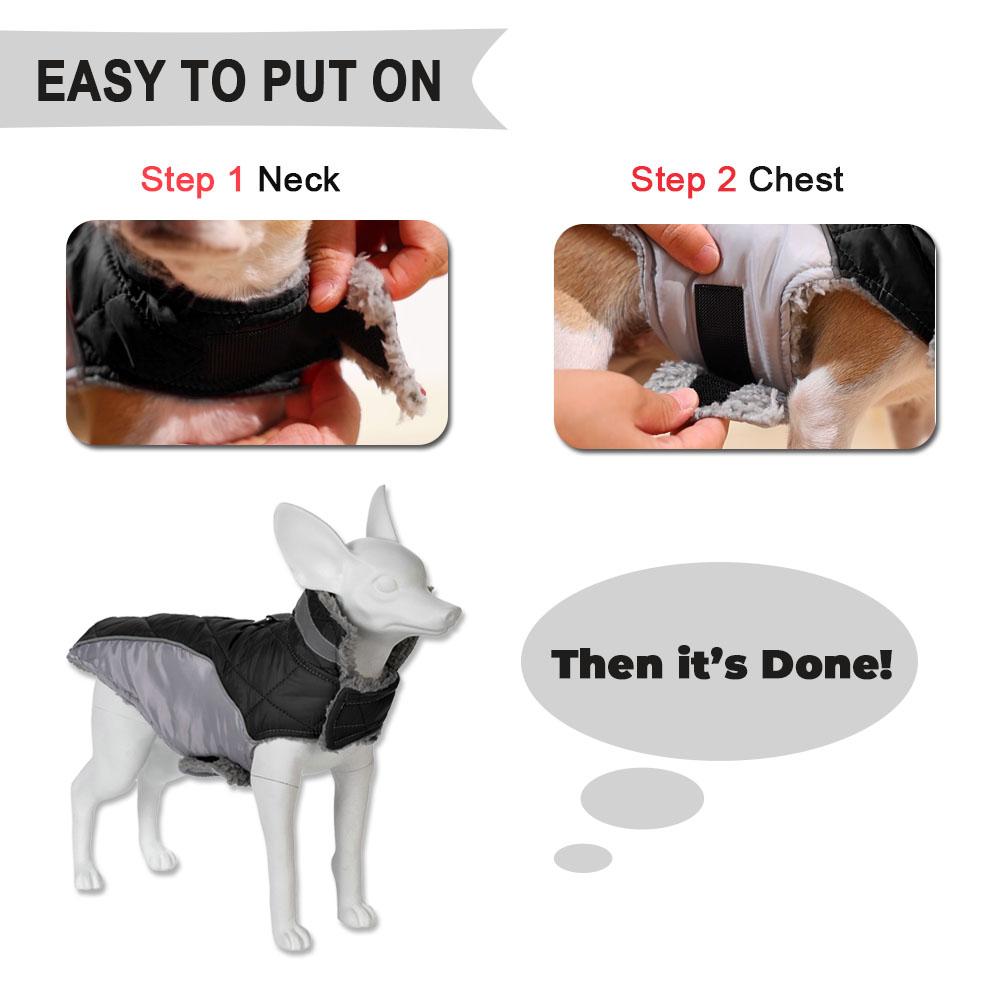 Winter Warm Dog Clothes High Collar Windproof Jacket For Small Large Dogs Cats Reflective Waterproof Pet Vest Coat Pug Overalls