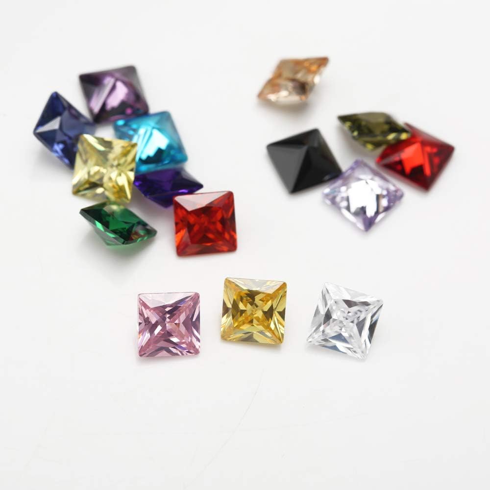 Square Princess Cut Shape Cubic Zirconia Synthetic Gemstone Mix 15 Colors 5A Loose CZ Stone for Jewelry Making