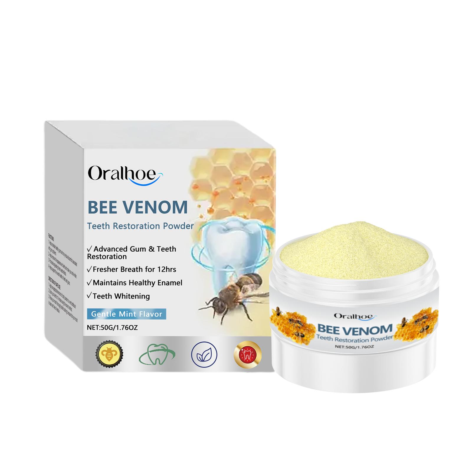 

Зубной порошок с пчелиным ядом – Уход за деснами и длительная свежесть дыхания, Мягкая формула для чистки зубов для гигиены полости рта 50g