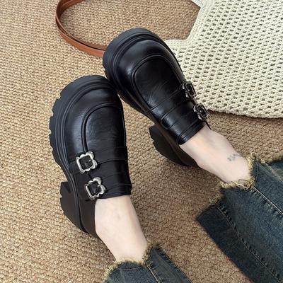 British Style Loafers Women's 2025 Spring and Autumn New Thick Heel Platform Retro Fashion Small Mary Jane Small Leather Shoes