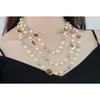 JMXD-Necklace Vintage Pearl Red Handmade Glass Ladies Long Necklace Sweater Chain Small Fragrant Style Jewelry