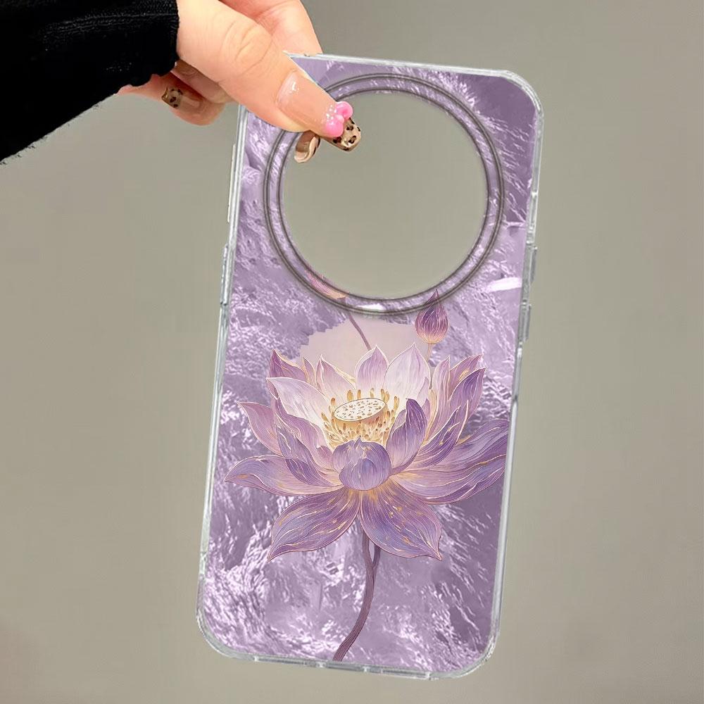 For Honor 400 Pro Magic7 200 Lite X9a X8c X9b X7d X9c X8a X8b X6c X6b Pink Lotus Flower Glitter Korean Women Phone Case Cover