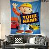 Custom Name Bob The Builder Wall Tapestry Aesthetic Wall Hanging Printed Fabric Blanket Decorative Tapestries for Bedroom Living Room Home Decor