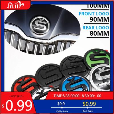 Car Sticker 8/9/10cm 3D Car Emblem Badge Hood Front Rear Trunk Logo For Skoda S Fabia 1 2 Octavia A7 RS Superb Rapid Yeti Karoq