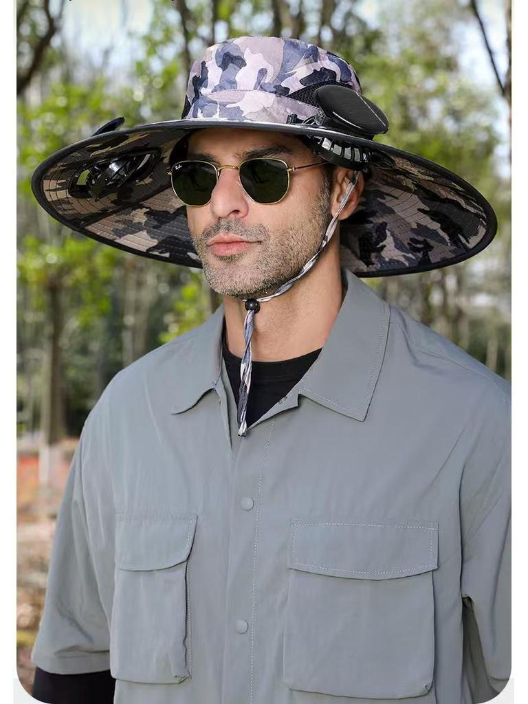 Men's Outdoor Wide Brim Sun Hat with UV Protection for Fishing